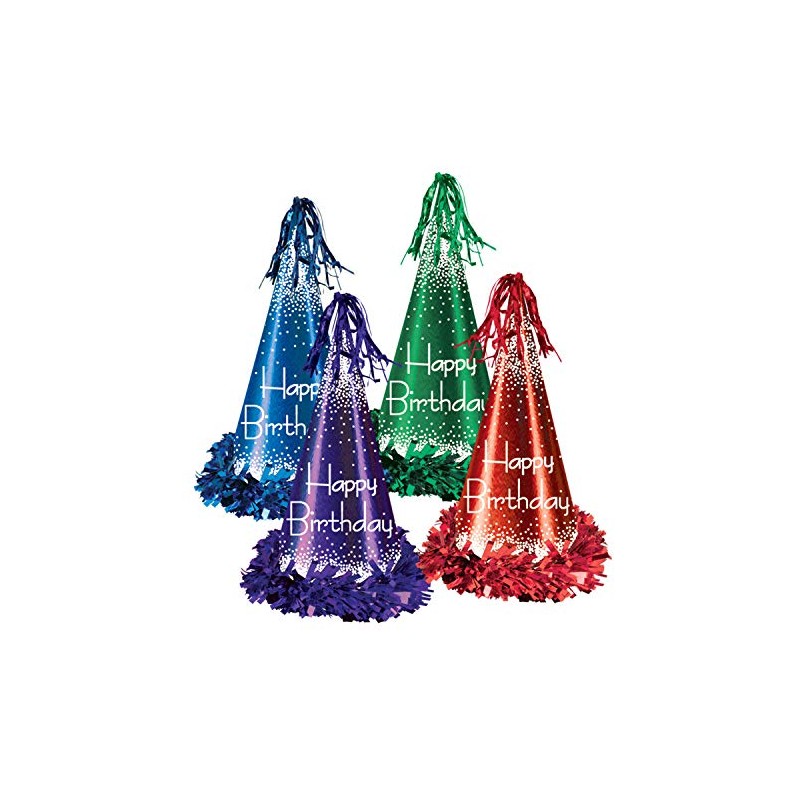 Beistle Fringed Foil Happy Birthday Party Hats
