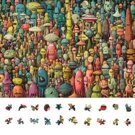 Naturelish Dense Monster Jigsaw Puzzles for Adults 1000 Pieces, Brain Challenging Shaped Puzzle for Game Night, Family, Friends, Puzzle Size is 26.6 x 19.2