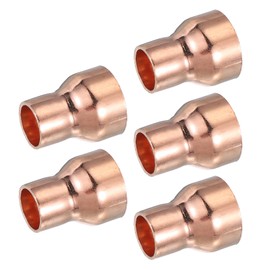 PATIKIL Copper Reducer 1" to 5/8" ID, 5 Pcs Reducing Copper Coupling Pressure Fitting Pipe Tube Connector Adapter with Sweat Solder Connection for HVAC Refrigeration, Copper