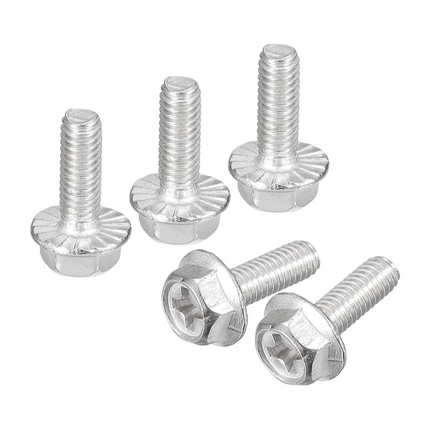 uxcell M4x12mm Phillips Hex Head Flange Bolts, 30pcs 304 Stainless