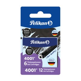 Pelikan Pelikan 330803 Standard-Tintenpatronen 4001, 2 Etuis, in Blisterverpackung, brillant schwarz
