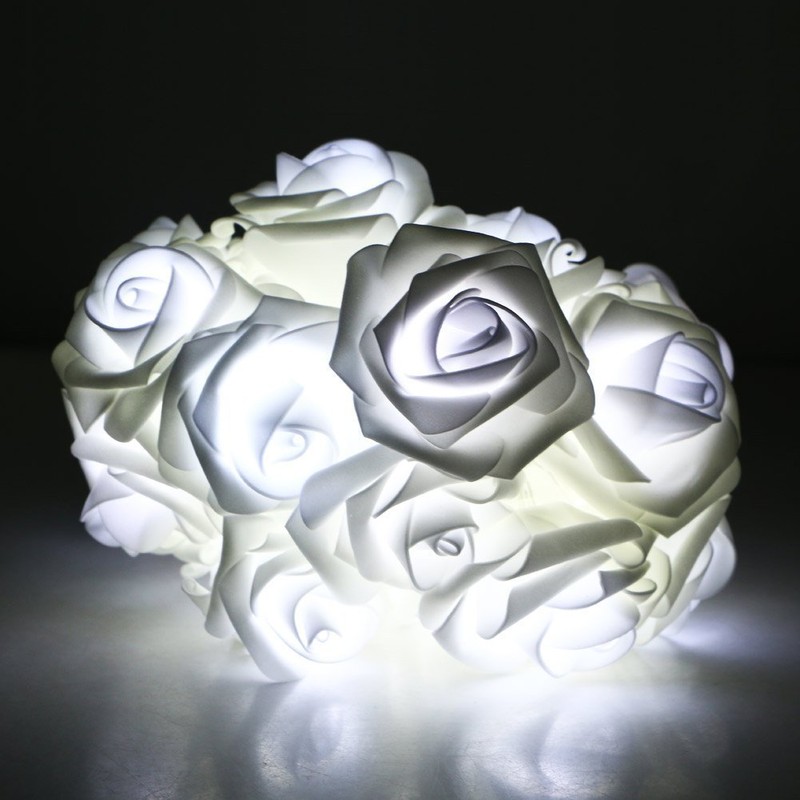 VIPMOON Rose Flower String Lights,2M 20LED Battery Operated Romantic String