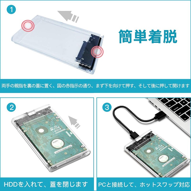 YFFSFDC Type-C 2.5 Inch HDD/SSD Case, USB3.1 Gen1 Drive Case,