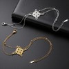 TEAMER Adjustable Witches Knot Bracelet Stainless Steel Dainty Double Layer