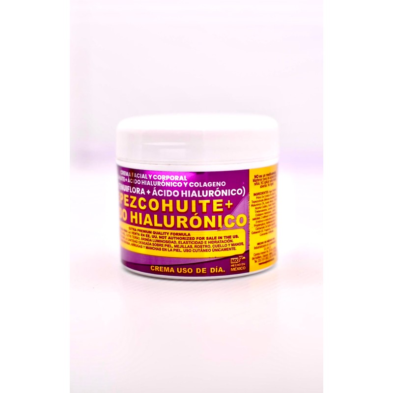 Tepezcohuite con Ácido Hialurónico, Crema Facial y Corporal, 120g, Fórmula