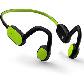 Mehomeli Kids Headphones, Bluetooth 5.2 Air Conduction Open Ear Headphones, 85dB Volume Limiting, Stereo Sound with Mic, IPX5 Waterproof, Dark and Green