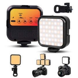 Journeyside Mini LED Video Light, 62 LED Beads with 3 Cold Shoe Included, Portable Camera Light 1200 mAh, Camera Light Small 3000K-5500K with 3 Light Effects for Recording, Live Streaming (with Clip)