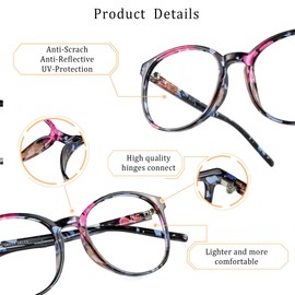 LifeArt Blue Light Blocking Glasses, Anti Eyestrain, Computer Reading Glasses, Gaming Glasses, TV Glasses for Women Men, Anti Glare (Floral, 1.50 Magnification)