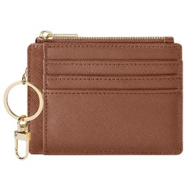 Sodsay Card Case Slim Front Pocket Wallet for Women Credit Card Holder with Keychain(CH Deep Brown)