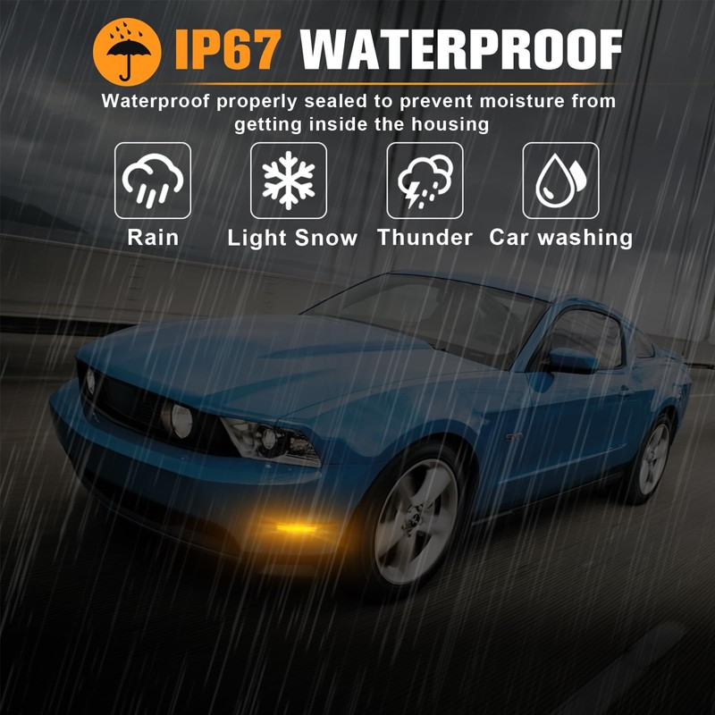 StylinPro Front Amber LED Side Marker Lights Compatible with Ford
