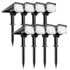 T-SUN 8× Solar Power Spotlight Landscape Lights Outdoor Garden Pathway