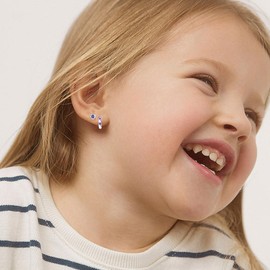 RANKEEF 4 Pairs Earrings for Girls 925 Sterling Silver Stud& Hoop Earrings Set for Women Girls Kids Cubic Zirconia Hypoallergenic Cartilage Sleeper Earrings for Teen Toddler Childs Women