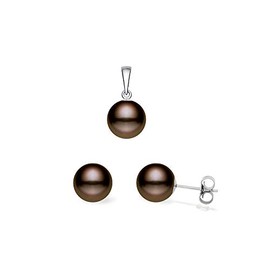 Juego clásico de perlas cultivadas de cacao de agua dulce de calidad AAAA