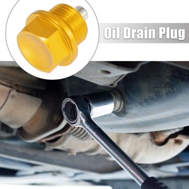 X AUTOHAUX 1 Set M18 x 1.5 Magnetic Oil Drain Plug Sump Drain Nut Gold Tone