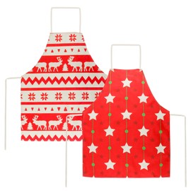 BAHABY 2 Pack Kids Aprons for Cooking Christmas Apron Red Apron for Kitchen Cooking Baking BBQ Painting Crafting