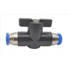 Shut-off valve with 12 mm plug-in connector, pneumatic connector, push