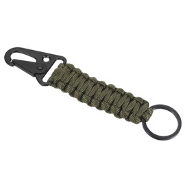 [PATIKIL] Paracord Keychain, Parachute Keychain, Paracord Keyring, Braided Key Clip, Leather Belt, Suitable for Men and Women, Green