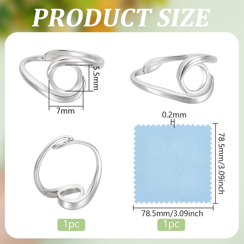 BENECREAT 1 x Sterling Silver Ring Base, Round Cabochon Setting,