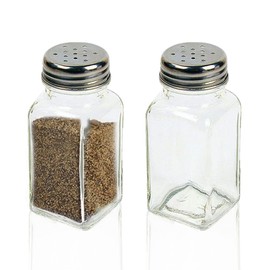 1st Choice Salt and Pepper Shakers with Stainless Tops Set of 2 (Square Shakers)