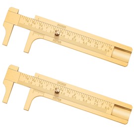 Konohan 2 Pcs Brass Vernier Caliper Pocket Handy Caliper Measuring Mini Tool Double Scale Sliding Gauge Metal Pocket Ruler for Bead Wire Jewels Rings Measurement