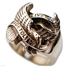 jkc Eagle Live to Ride to Live Biker Mens ring 316L stainless steel size 10 T60