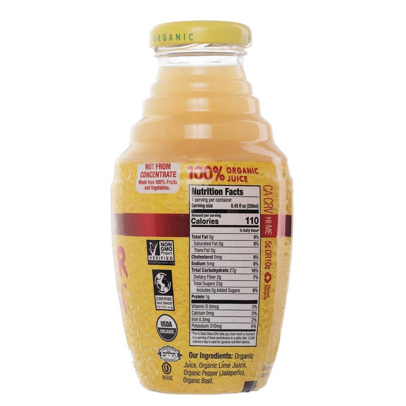 Wonder Lemon Organic Lemon Basil Jalapeno Cold Pressed Juice, 8.45oz