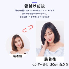 HIYE Partial Wig, Human Hair, Fully Hand Planted, Remy Hair, Artificial Scalp, Medical Wig, Divided Hairpiece, Thin Hair, Increased Hair, Fluffy, Lightweight, Breathable, Small Facial Effect, Uncut