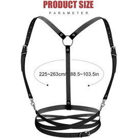 Flovel Punk Leather Body Chain, Black Waist Chain, Belt, Harness, Body Chain, Bra, Rave Body Jewelry for Women and Girls