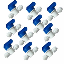 Malida Quick Push to Connector, Water Tube Fitting,1/4" Tube OD Plastic Ball Valve,for RO Water Systems,Water Purifiers Tube Fittings,Pack of 10