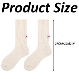 ARROMI 2 Pairs Slouchy Socks Women, Slouch Socks, Beige Cute Socks, Breathable Cosy Socks for Women, Knit Aesthetic Crew Socks Women, Long Socks Women Suitable for Sports, Leisure and Parties
