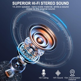 Wireless Earbuds, In Ear Buds Bluetooth 5.3 Headphones, Bluetooth Earbuds with 4 ENC Noise Cancelling Mic, 48H Playtime Stereo, LED Power Display, IP7 Waterproof Mini Wireless Earphones, Ink Black