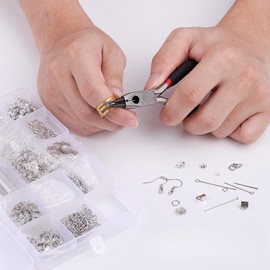 THJOPOKEEL Kit de Bisutería para Hacer Aretes, Joyas, Bisutería Material para Hacer Joyería de Herramientas, Kit de Suministros Herramientas para Hacer o Reparar Joyas Plata