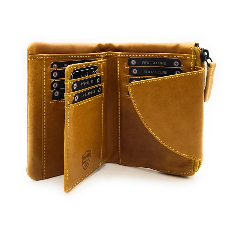 Lemasi Genuine Leather Wallet with RFID Protection, Outer Latch, Worry