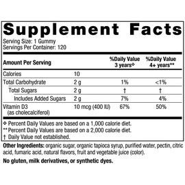 Nordic Naturals Vitamin D3 Gummies Kids, 400 IU Wild Watermelon Splash - 120 gummies