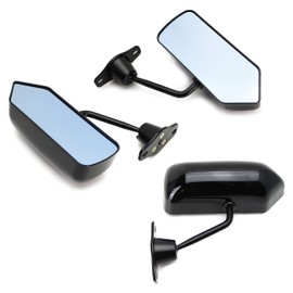 iJDMTOY Pair Black Cap Universal F1 Style Side Mirrors w/Blue Glass Compatible With Acura Honda Mazda Subaru Toyota Nissan Scion, etc (Brackets Included)