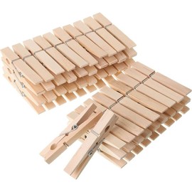 Wooden Clothes Pins, Large Wood, 50 Pack, 2.9 Inch, Rust Resistant for Classroom, Crafts