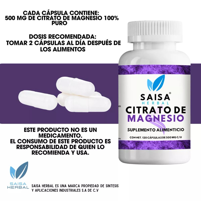 Saisa Herbal Citrato de magnesio y Citrato de Potasio 120