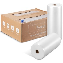 [2025 Upgraded] Syntus 11" x 100' and 8" x 100' Vacuum Sealer Bags for Food with Cutter, Vacuum Sealer Bags Roll Keeper BPA-free Heavy-duty Commercial Grade for Food Storage, Meal Prep and Sous Vide