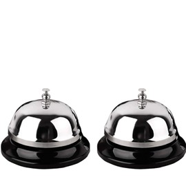 HeeYaa Call Bell 2 Packs 3.3 Inch Diameter with Metal Anti-Rust Construction, Desk Bell for Hotels, Schools, Restaurants, Reception Areas, Hospitals, Warehouses(Silver) | HeeYaa