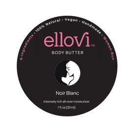 Ellovi All-Natural Unisex Body Butter - Noir Blanc - Pure Enough to Eat - Made With Just 6 Vegan Ingredients - 100% Plant-Based Hydrating Moisturizer For Naturally Healthy Skin (1 fl. oz/33ml)