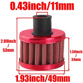 SOAJEE 2Pcs 12mm 0.47 Inch Universal Red Air Filter for 196cc 212cc GX160 GX200 168F 5.5HP 6.5HP Engine CT200U CT200U-EX Mini Bike Go kart MB200 BAJA Warrior