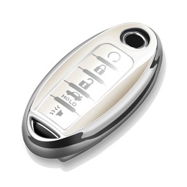 Tukellen - Funda compatible con Nissan Key Fob Funda de TPU suave para Infiniti X-Trail Rogue Altima Quest Pathfinder Sentra Patrol CIMA Fuga Armada Teana Murano con 5 botones, color blanco