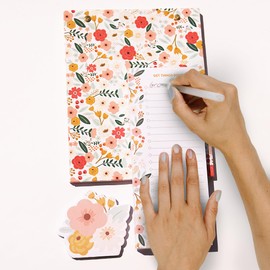 ABG Accessories Daily To Do List Notebook (75 Sheets), Fridge Notebook with Magnet, Daily Planner pad Tear Off for Meal Planning and Weekly Grocery List, Desk Reminders and Notes (Peach Floral)