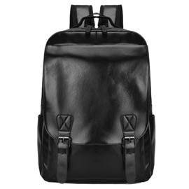CYLYWJD Unisex PU leather laptop bag work business bag hiking backpack leisure day bag university schoolbag (Large,Black 5)