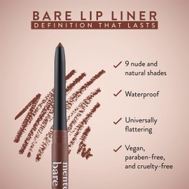 Mented Cosmetics Lip Liner for Women, Dark Brown Lipliner Lip Pencil, Waterproof Lipliner, Vegan + Cruelty Free Makeup, Bare