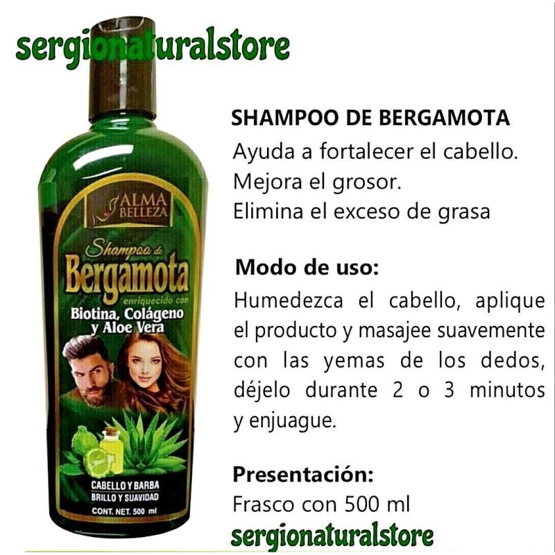 Alma Belleza 2 Packs Shampoo BERGAMOTA BIOTINA aloe Vera COLAGENO