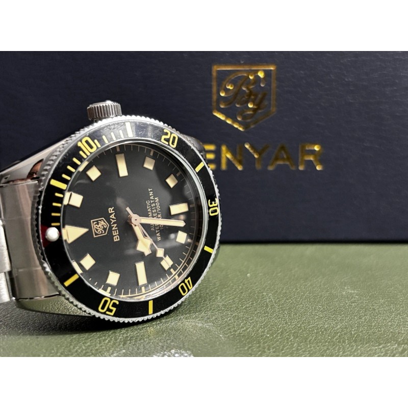 BENYAR Men's Automatic Waterproof Black Dial - BB58 40mm Ships