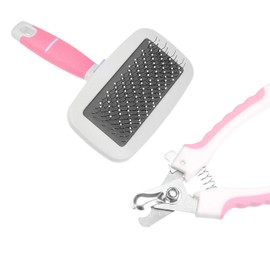 ECO-FUSED Slicker Brush and Nail Clippers for Dogs, Cats and Other Pets - Essential Animal Grooming/Claw Care Tools - Ideal Trimmers to Clip Thick Nails
