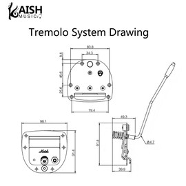 KAISH Electric Guitar Tremolo Assembly Tremolo Bridge Vibrato Tailpiece with Tremolo Arm for Jaguar/Jazzmaster with Lock Button Gold