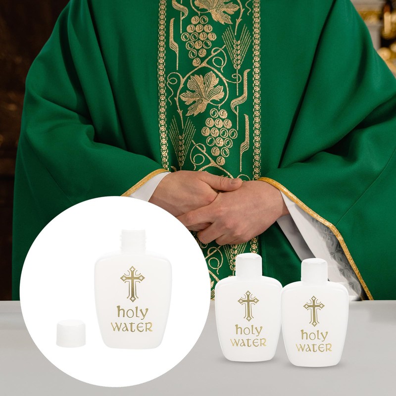 Cabilock 6Pcs Empty Holy Water BottlesSet, Refillable Cross Design Catholic